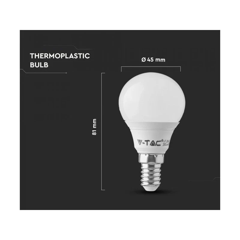 Lampada A Led E14 P45 7W 600LM Bianco Caldo 3000K Forma Sfera Bulbo Pallina SKU-863 - Image 3