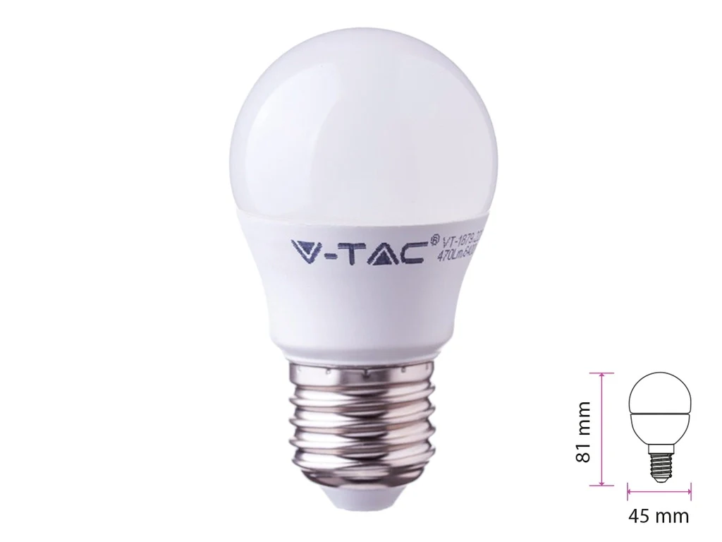Lampada A Led E27 G45 7W Bianco Freddo 6400K Forma Sfera Bulbo Palla Con Smd Samsung SKU-868 - Image 2