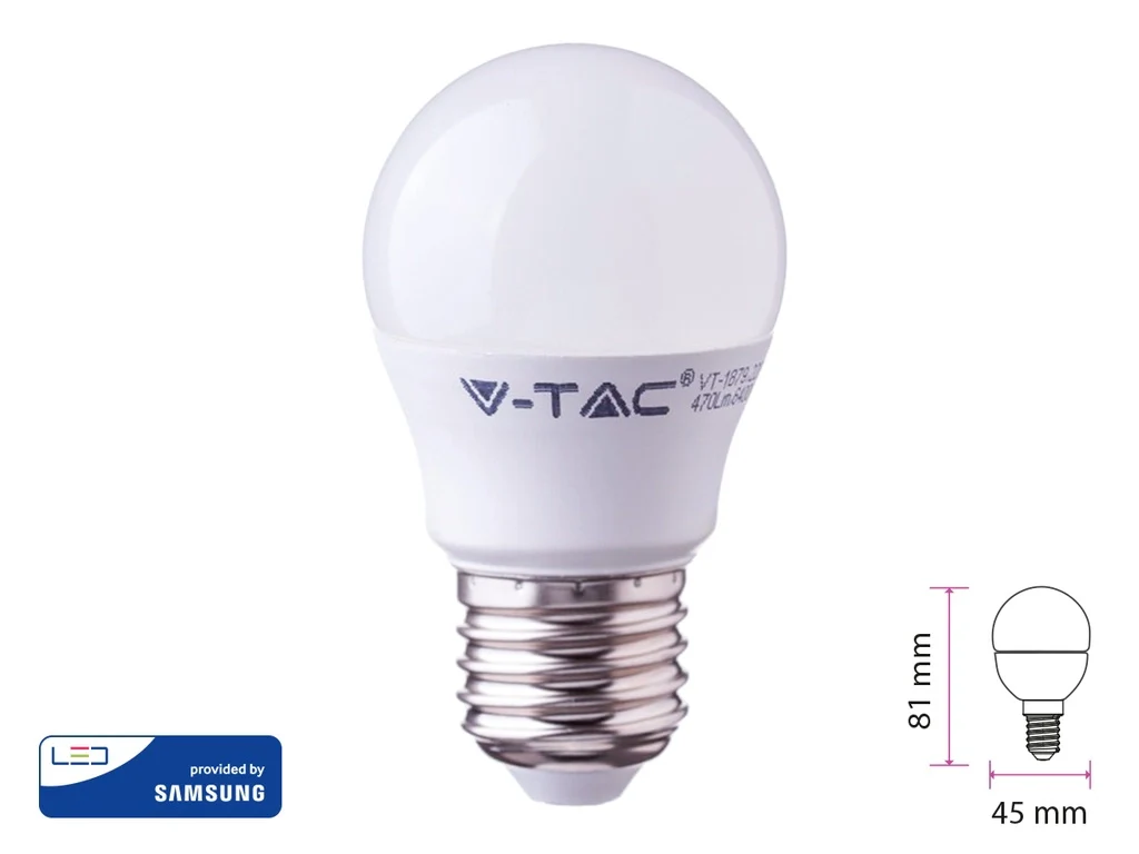 Lampada A Led E27 G45 7W Bianco Freddo 6400K Forma Sfera Bulbo Palla Con Smd Samsung SKU-868 - Image 3
