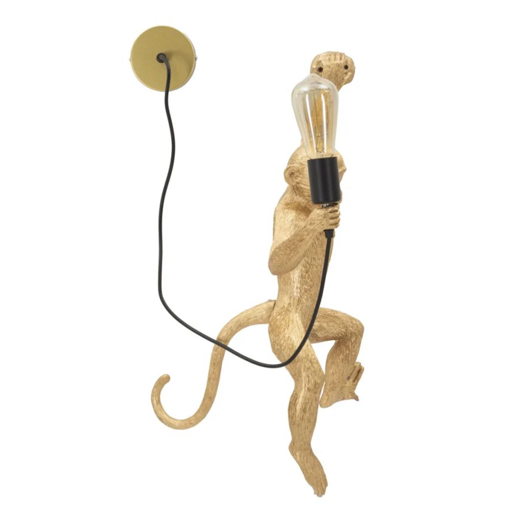 Lampada a Parete Scimmia 5, Oro, Poliestere, 32x32x64 cm - Image 2