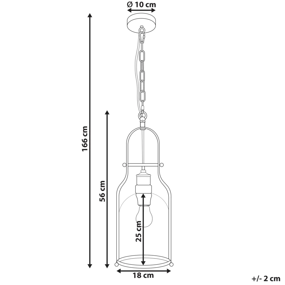 Lampada a sospensione in metallo Nero da 166 cm con montatura in vetro trasparente e paralume in stile retrò - Image 4