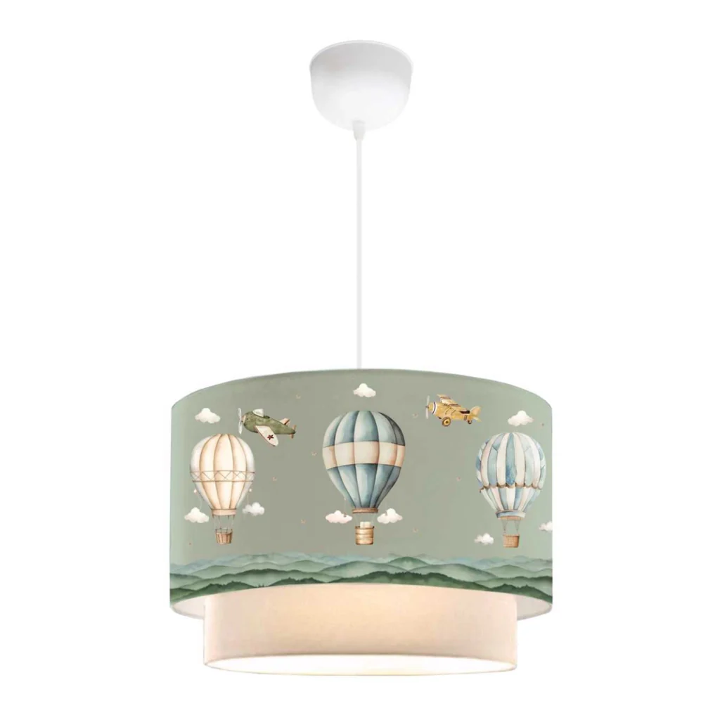 Lampada a Sospensione Lurgan per Cameretta Decorato con Mongolfiere - Verde lux.pro - Image 2
