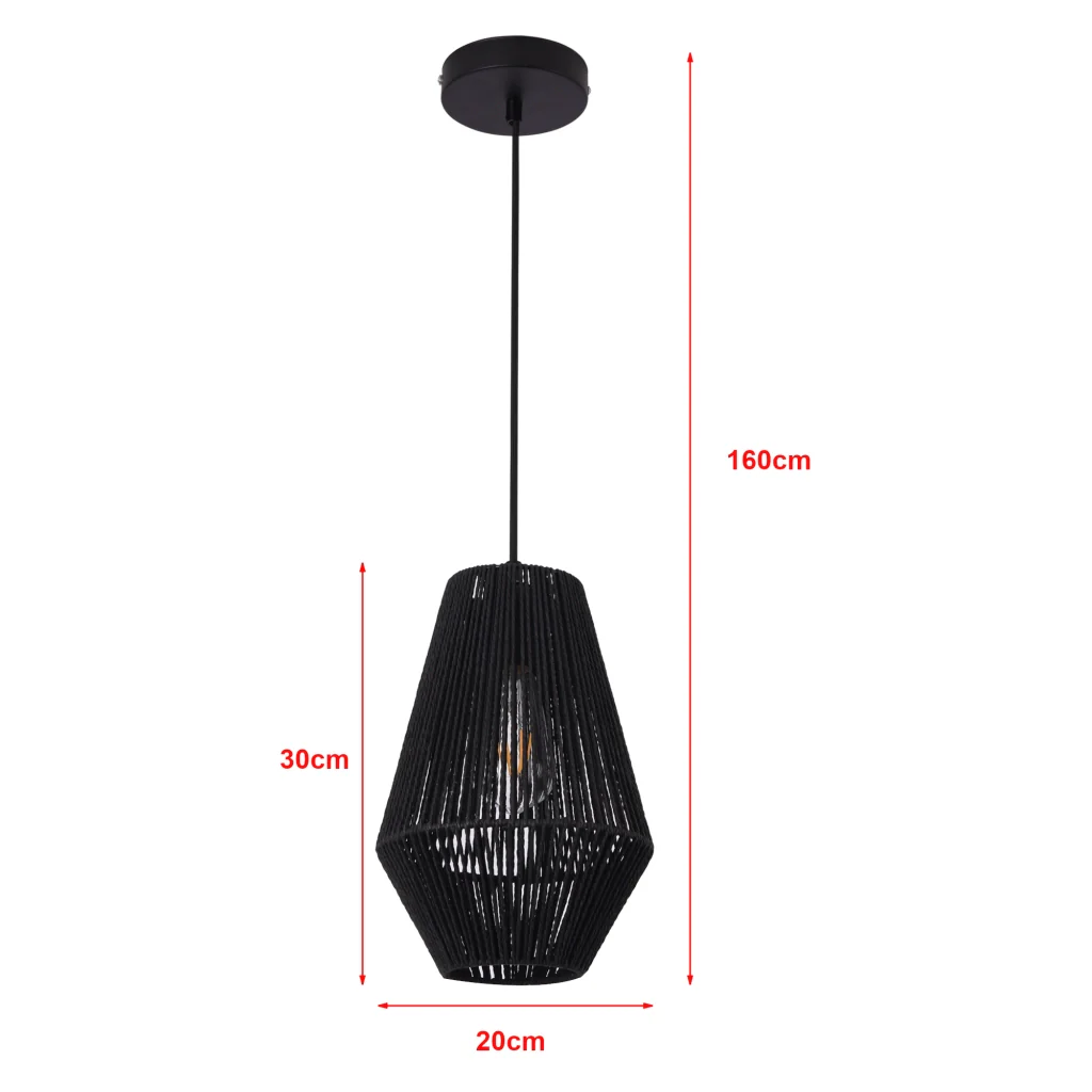 Lampada a Sospensione Newtownabbey con Paralume a Forma di Nassa - Nero - lux.pro - Image 4