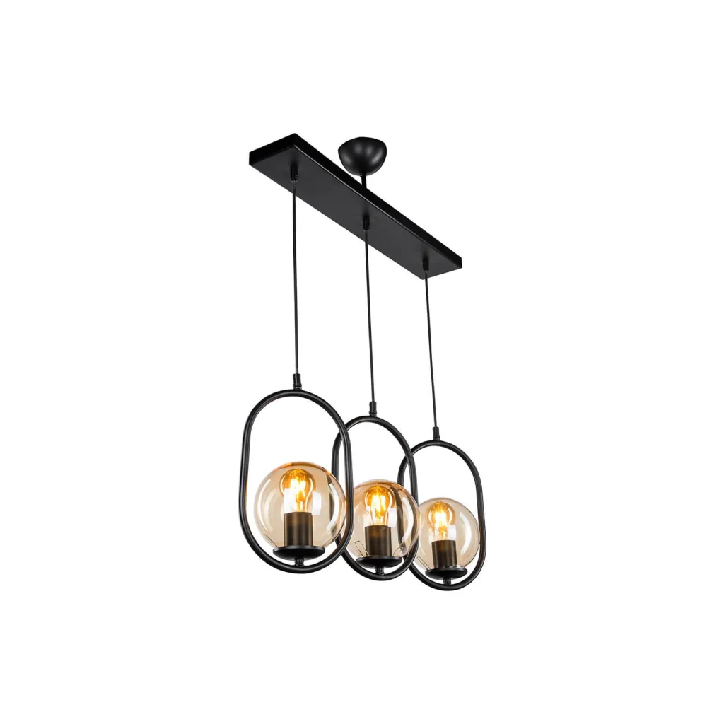 Lampada da soffitto Narissa ASZ1332 in metallo nero con tre portalampada