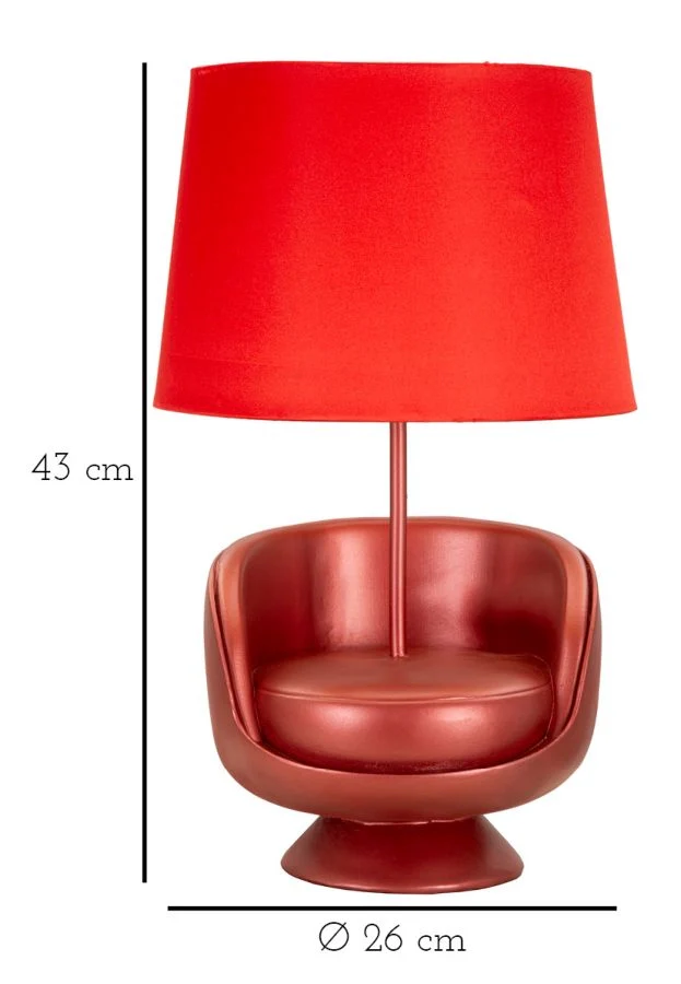 LAMPADA DA COMODINO MIDCENTURY ROSSA CM Ø 26X43 - Image 6