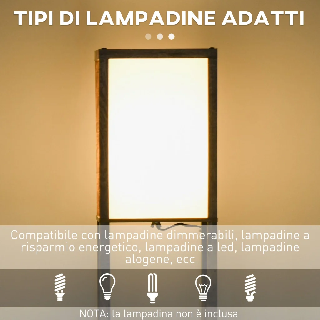 Lampada da Terra Attacco E27 Potenza 40W con Mensole in MDF Colore Legno - Image 6
