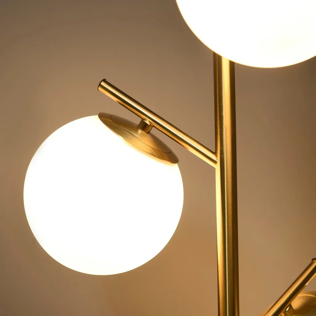 Lampada da Terra Moderna Ø27x159 cm con 3 Punti Luce in Acciaio e Vetro Oro - Image 7