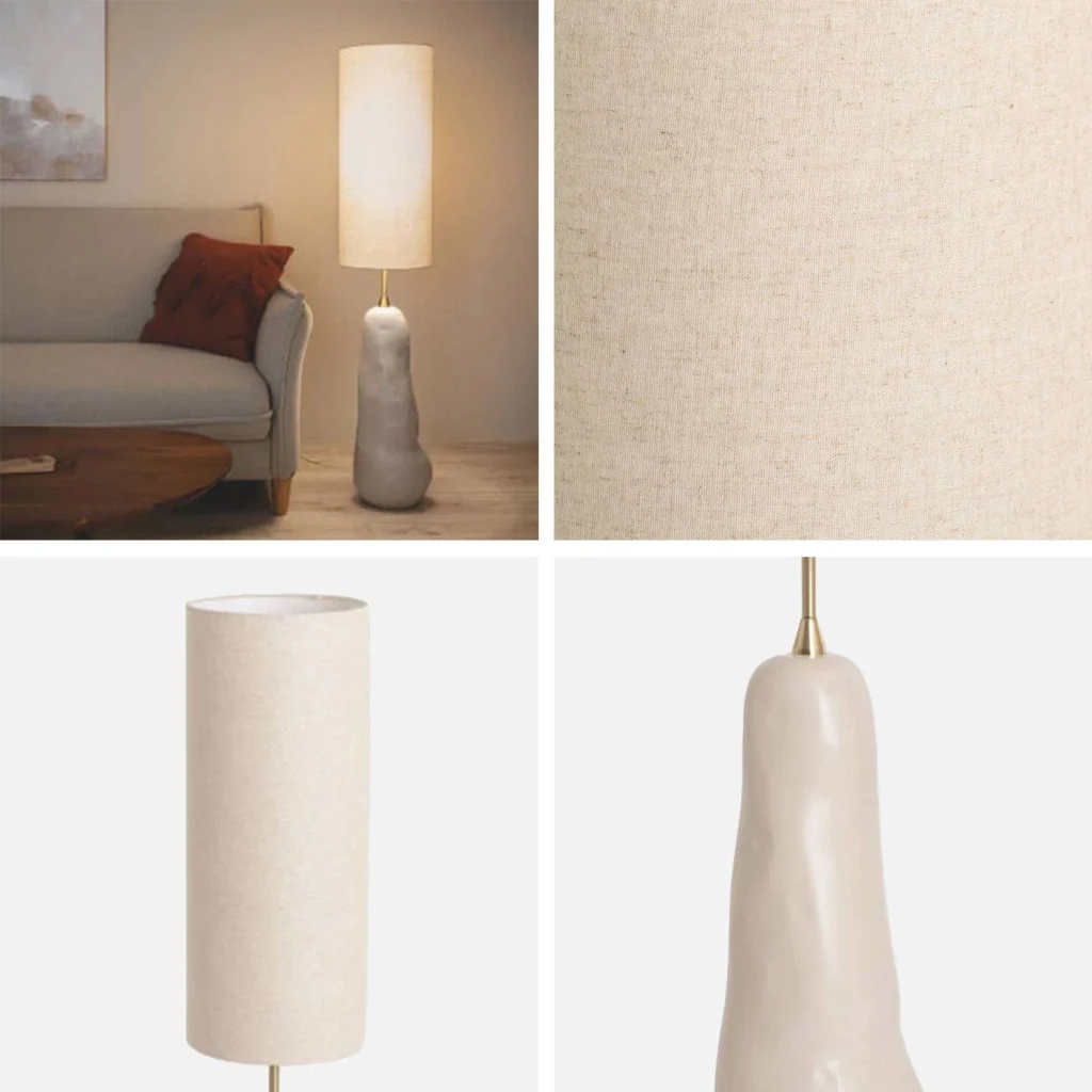 Lampada da terra per interni in ceramica e tessuto ø27cm, talpa - Image 2