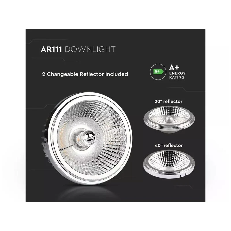 Lampada Faretto Led AR111 20W AC 220V Freddo 6500K Doppio Riflettori Intercambiabile 20 40 Gradi SKU-212794 - Image 2