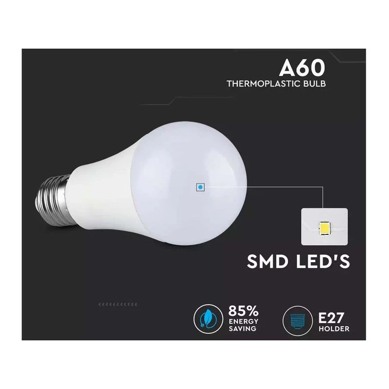 Lampada Led E27 A60 9,5W 1521lm Bianco Caldo 3000K 160LM/W Massimo Risparmio SKU-2809 - Image 3
