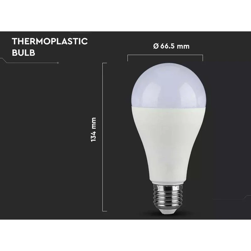 Lampada Led E27 A65 15W 1350lm Bianco Freddo 6400K Bulbo Sfera SKU-4455 - Image 3