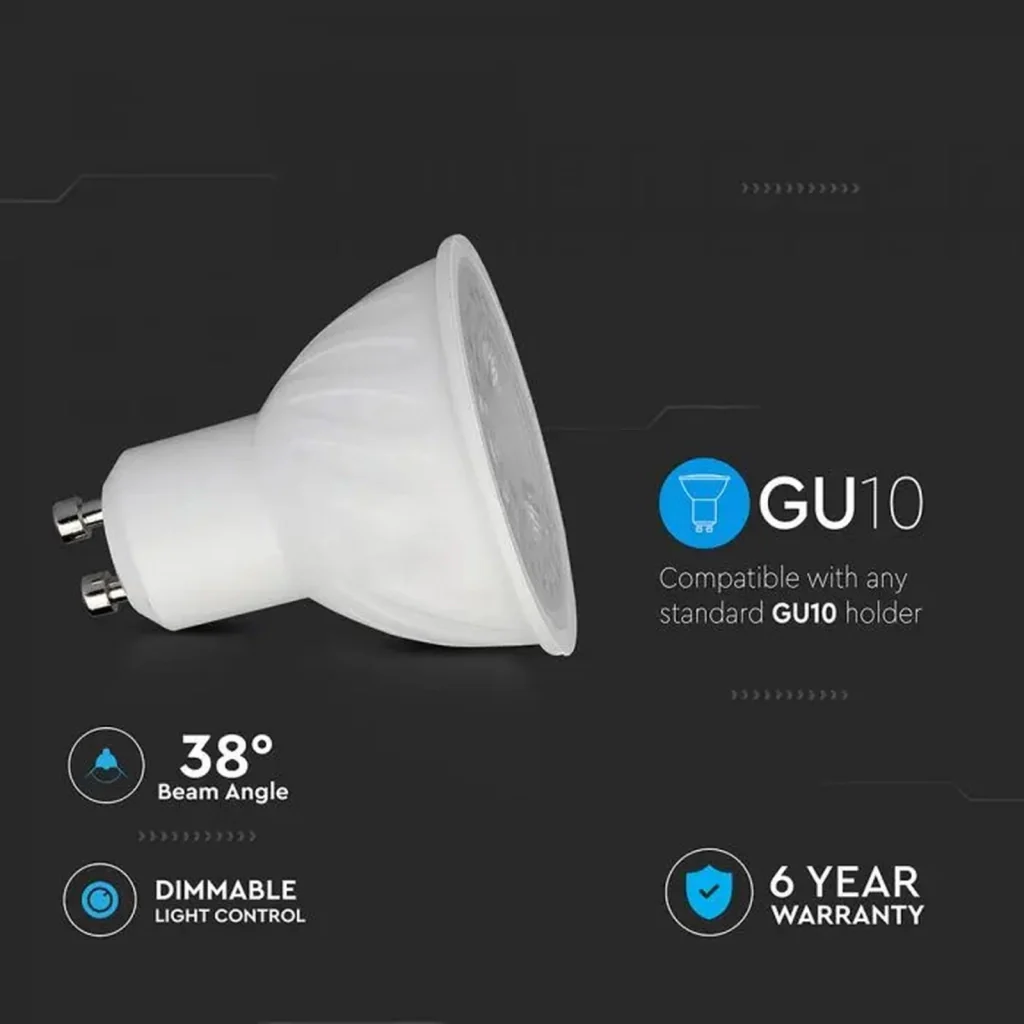 Lampada LED GU10 Dimmerabile Triac Taglio di Fase 6W 445lm, Angolo Stretto 38° 220V, 3000K/4000K/6500K (Bianco Neutro 4000K) - Image 2