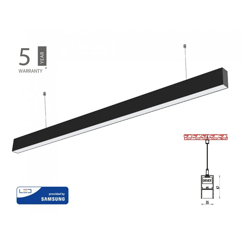 Lampada Led Lineare A Sospensione Slim 120cm 40W Corpo Nero Neutro 4000K Allungabile Chip Samsung SKU-21374 - Image 3