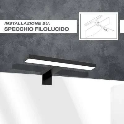 Lampada LED per specchio 30 cm nero opaco con doppia installazione - Image 3