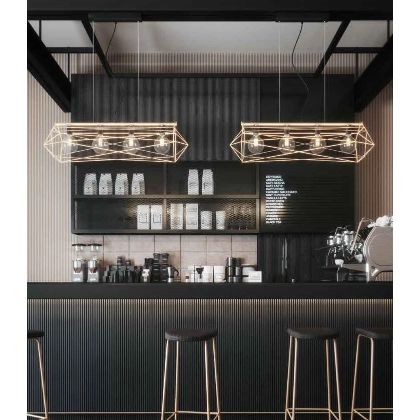 LAMPADARIO ABRAXAS 4X E27 106X31XH150CM ORO/NERO. - Image 3