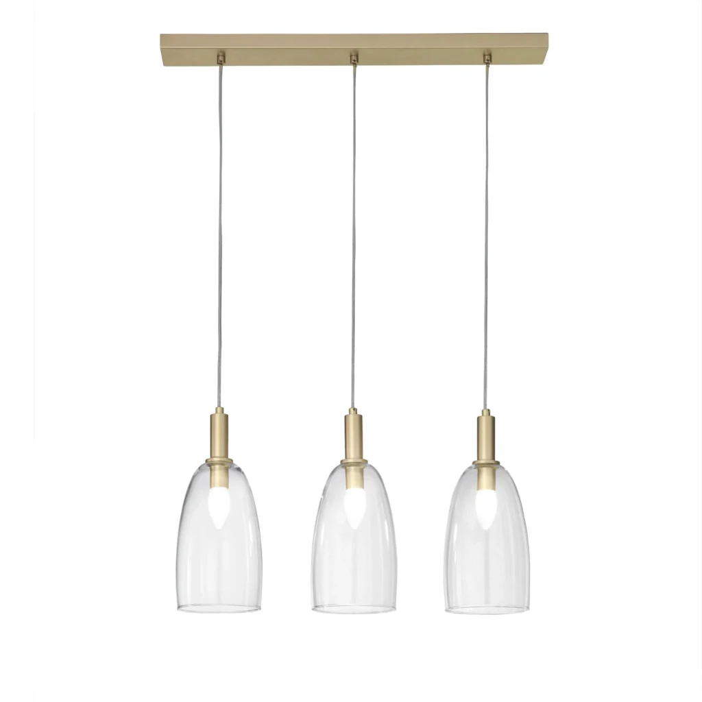 LAMPADARIO BRANDY 3XE14 72X14XH150CM ORO E VETRO. - Image 3