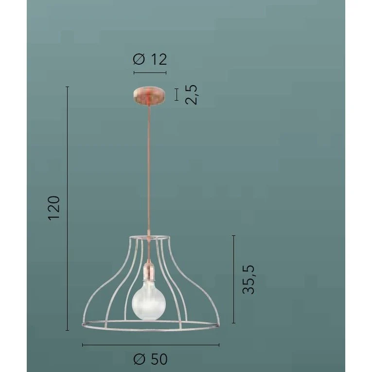 LAMPADARIO FRIDA E27 D.50XH120CM ORO ROSA/ROSSO. - Image 2
