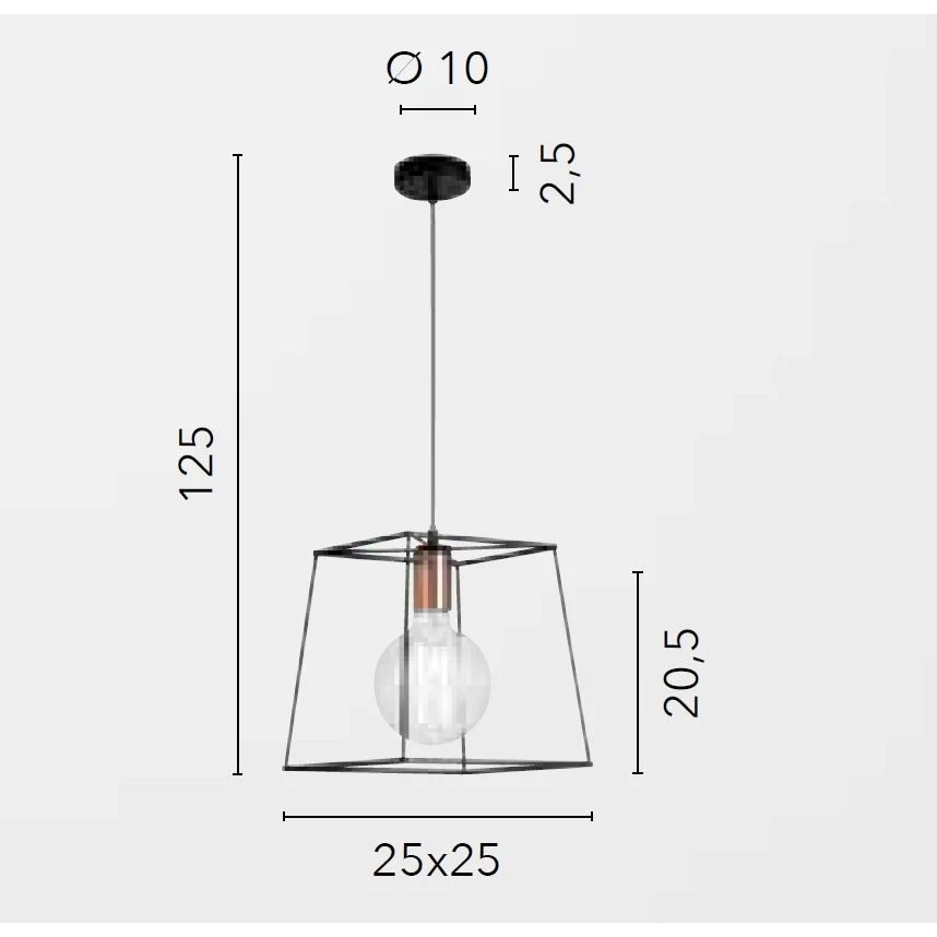LAMPADARIO HARLEM E27 25X25XH125CM NERO/RAME. - Image 2