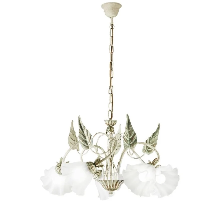 LAMPADARIO ISOTTA 5XE14 D.62XH100CM AVORIO/ORO.