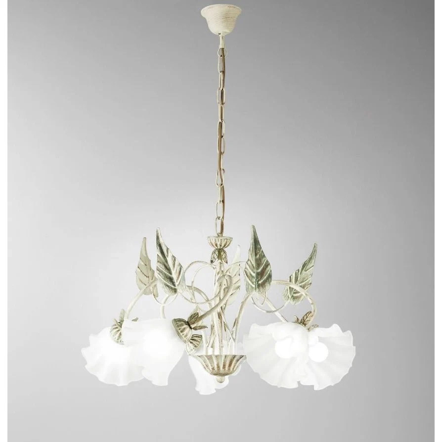LAMPADARIO ISOTTA 5XE14 D.62XH100CM AVORIO/ORO. - Image 3