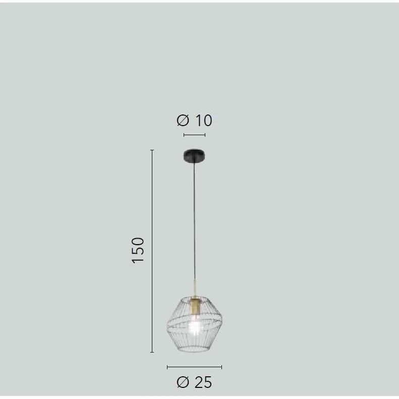 LAMPADARIO KIKO E27 D.25XH150CM NERA/ORO. - Image 2