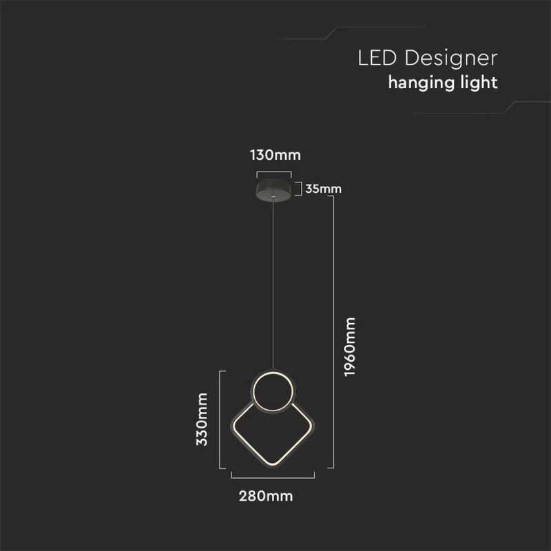 Lampadario LED a Sospensione 12W dal Design Moderno 28*196cm Colore Nero 4000K SKU-14999 - Image 2