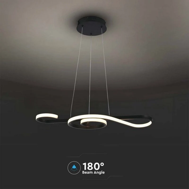 Lampadario LED a Sospensione 18W 2260lm Design Moderno Circolo Spirale Lunga 700mm Colore Nero 3000K SKU-8020 - Image 2