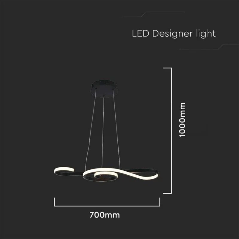 Lampadario LED a Sospensione 18W 2260lm Design Moderno Circolo Spirale Lunga 700mm Colore Nero 3000K SKU-8020 - Image 3