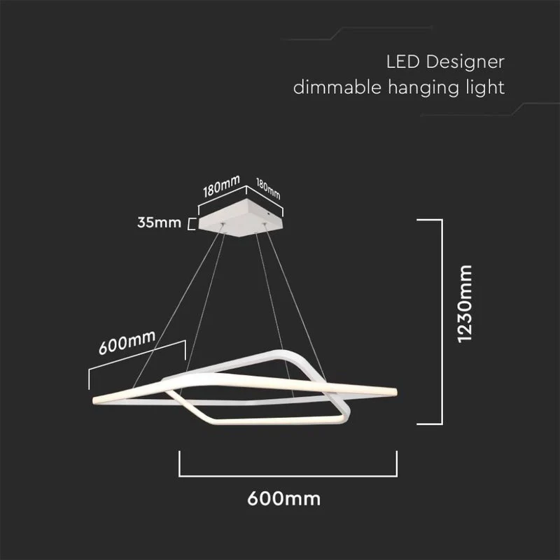 Lampadario LED a Sospensione 48W 5150lm Doppio Quadrato Incrociate Bianco 3000K Triac Dimmerabile SKU-14988 - Image 4