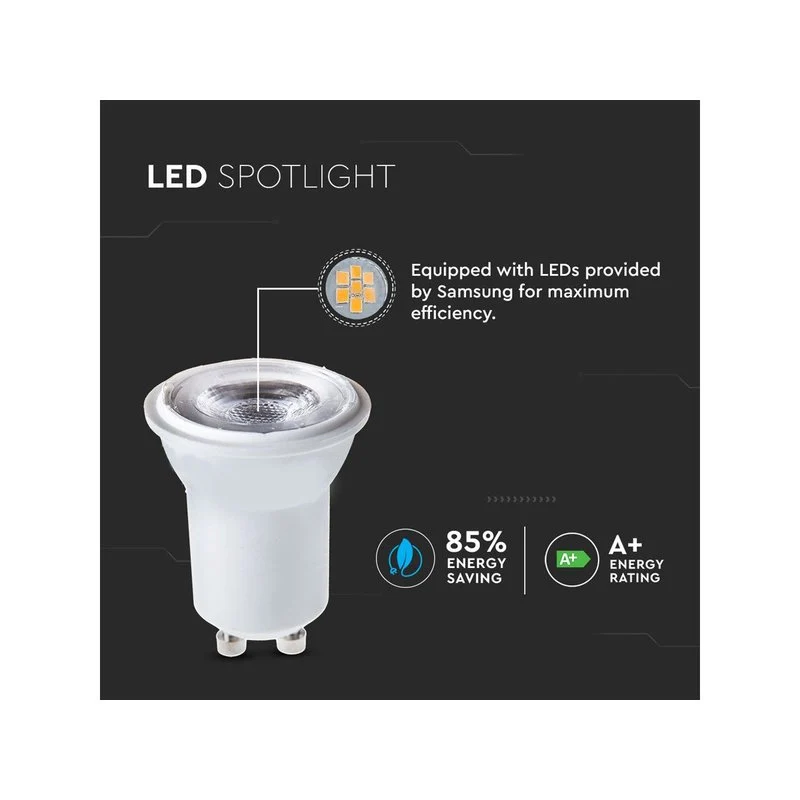 Lampadina Led Mini GU10 Piccolo 35mm 2W Freddo 6400K 38 Gradi Satinata Chip Smd Samsung Garanzia 5 Anni SKU-21871 - Image 3