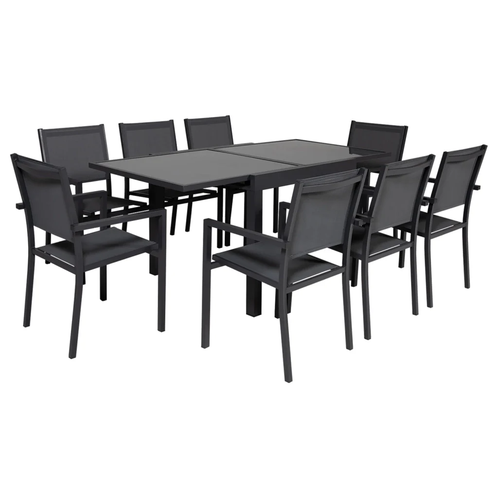 LAMPEDUSASet di mobili da giardino allungabili in textilene grigio 8 posti - alluminio antracite