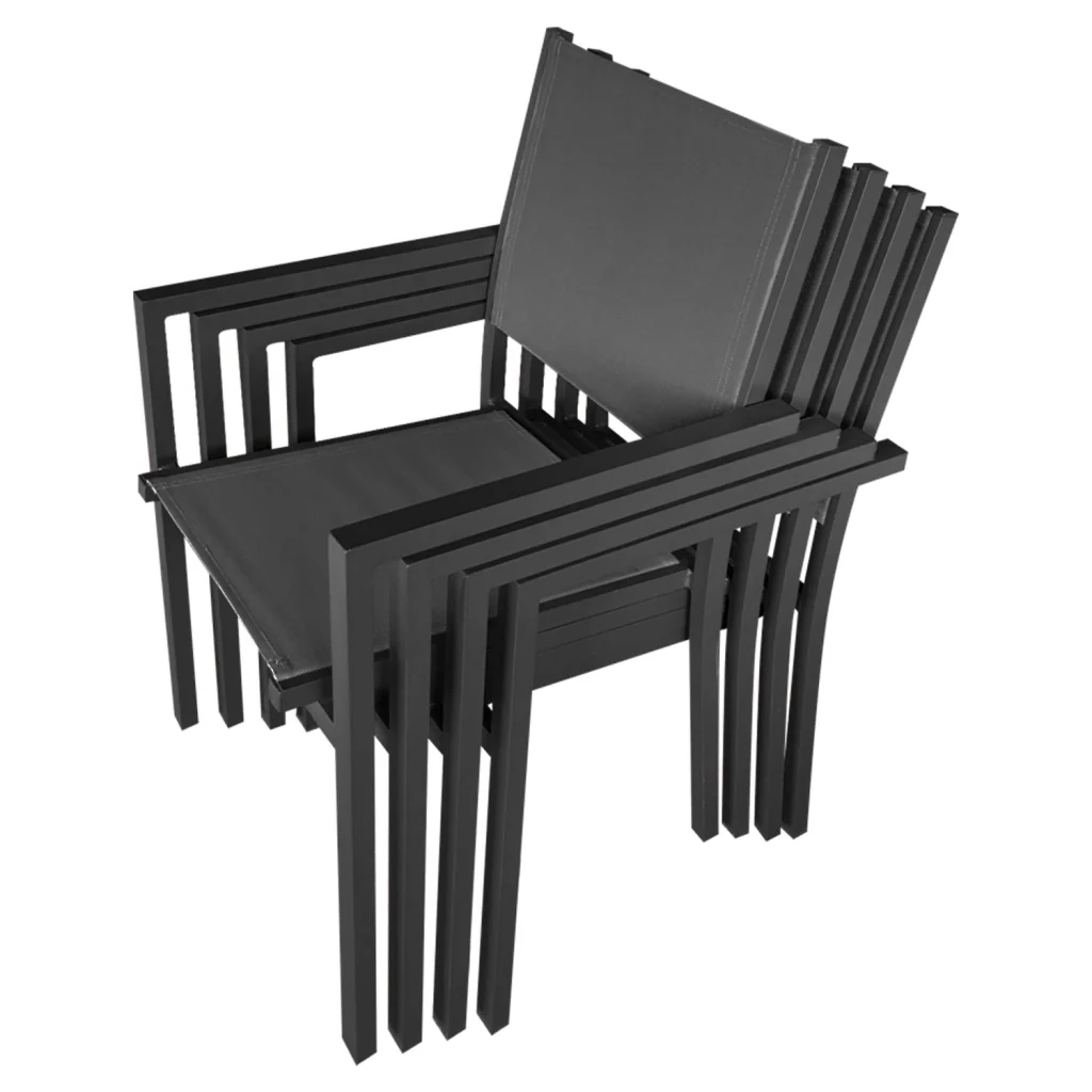 LAMPEDUSASet di mobili da giardino allungabili in textilene grigio 8 posti - alluminio antracite - Image 8