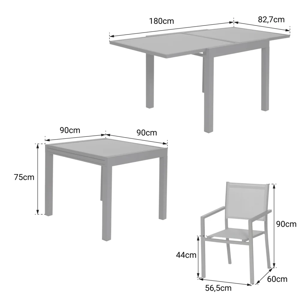 LAMPEDUSASet di mobili da giardino allungabili in textilene grigio 8 posti - alluminio antracite - Image 9