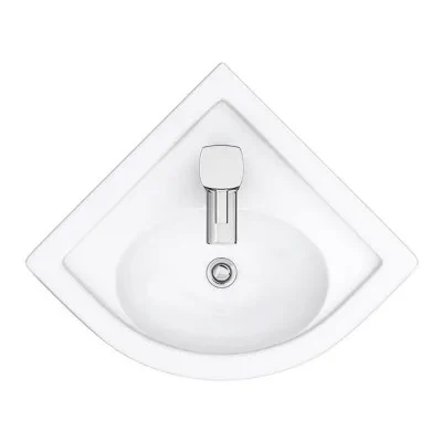 Lavabo angolare sospeso 44x36 cm salvaspazio in ceramica bianca lucida - Image 5