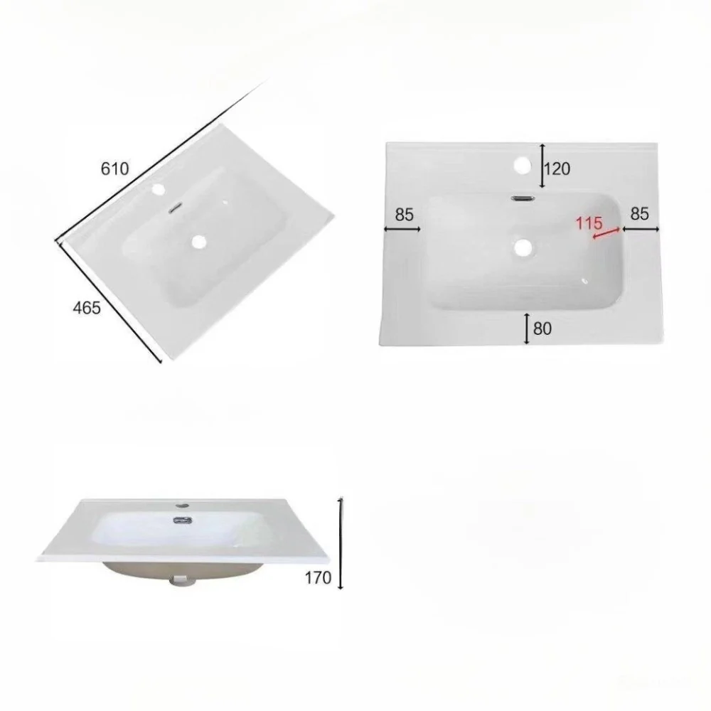 Lavabo consolle da appoggio VAS836-60 61x46.5x14 cm. bianco - Image 3