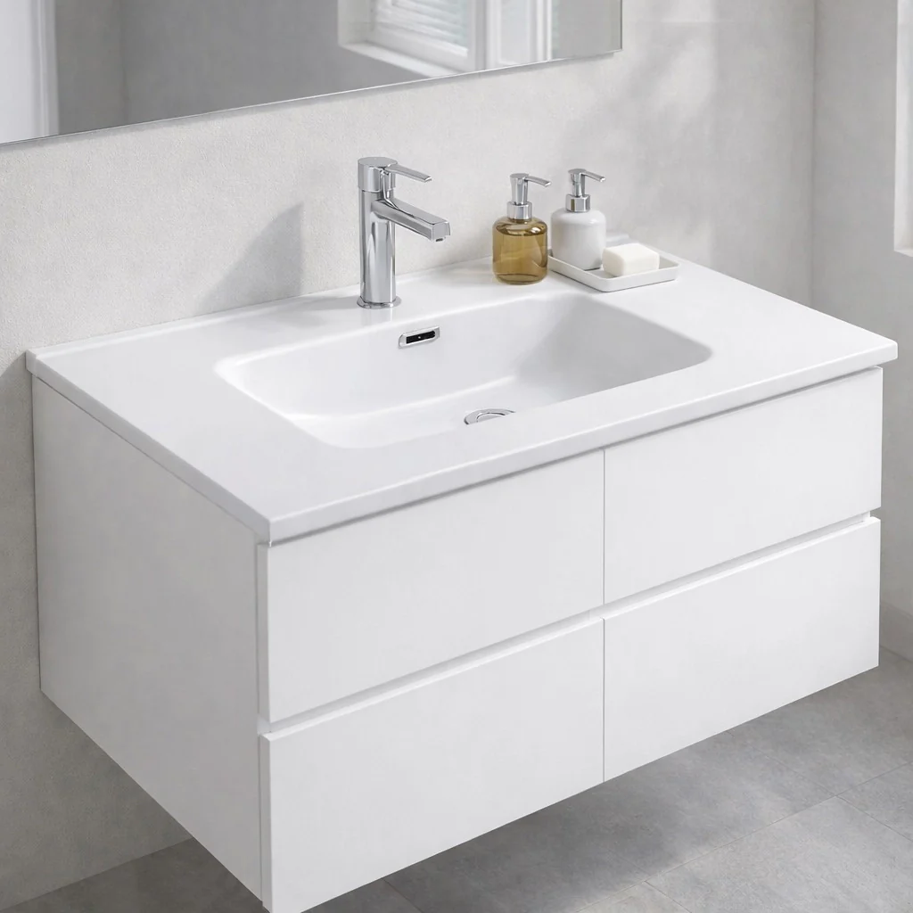 Lavabo consolle da appoggio LAV9090S in ceramica 1 vasca 91x46.5 cm. bianco lucido - Image 2
