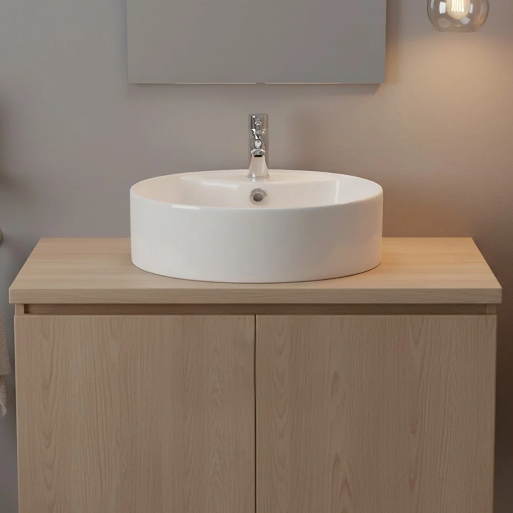 Lavabo da appoggio LAV618 in ceramica 46x46x15.5 cm bianco lucido - Image 2