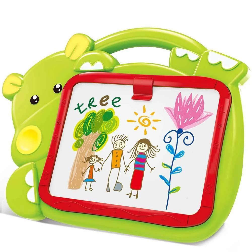 Lavagna Lavagnetta Per Bambini Hippo 2in1 Con Gessetti Cassino Pennarelli Verde - Image 6