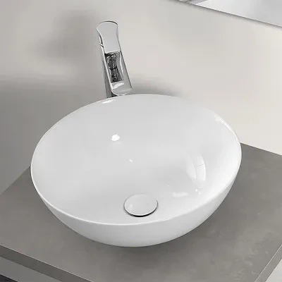 Lavamani da appoggio a bacinella 40 cm in ceramica bianco lucido - Image 10