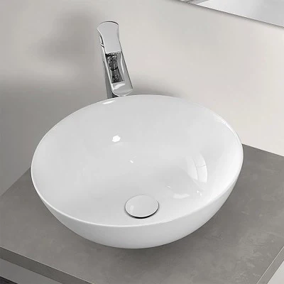 Lavamani da appoggio a bacinella 40 cm in ceramica bianco lucido - Image 4