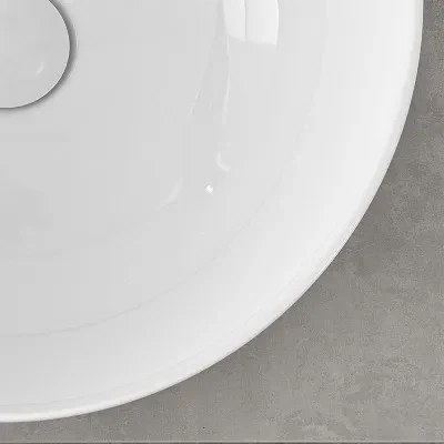 Lavamani da appoggio a bacinella 40 cm in ceramica bianco lucido - Image 9