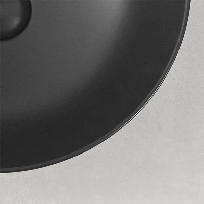 Lavamani da appoggio a bacinella 40 cm in ceramica nero opaco - Image 5