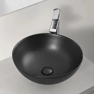 Lavamani da appoggio a bacinella 40 cm in ceramica nero opaco - Image 7