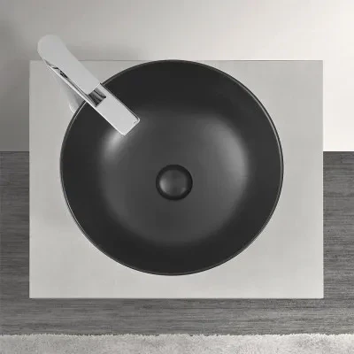 Lavamani da appoggio a bacinella 40 cm in ceramica nero opaco - Image 8