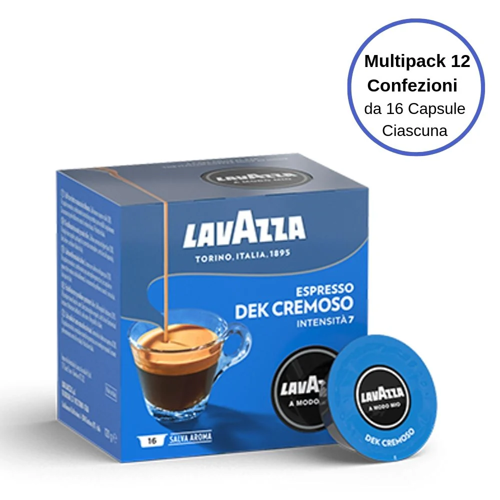 Lavazza capsule a modo mio dek cremoso 12 confezioni da 16 capsule ciasuna