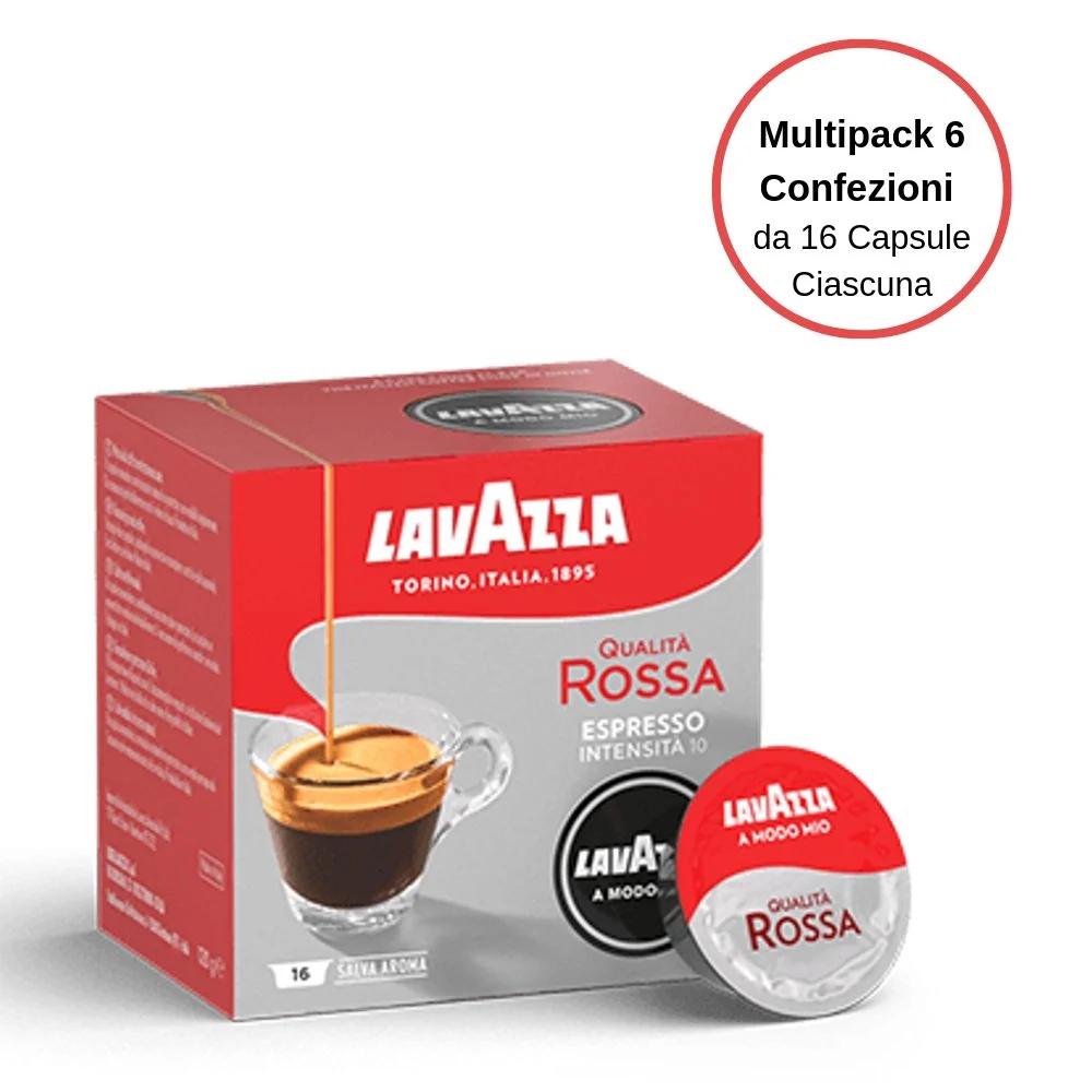 Lavazza capsule a modo mio qualita' rossa espresso 6 confezioni da 16 capsule ciascuna