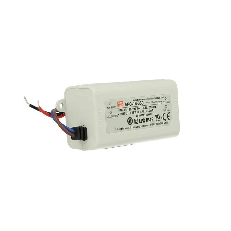 Led Driver CC MW MEAN WELL APC-16-350 Trasformatore 350mA 12V-48V DC 16W Corrente Costante IP42 - Image 2