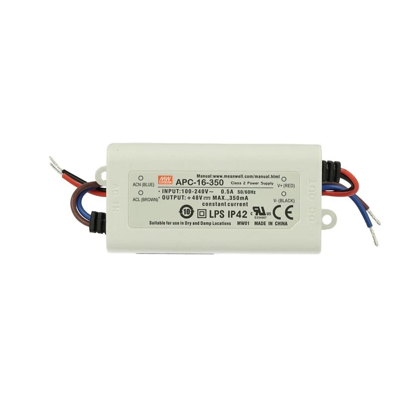 Led Driver CC MW MEAN WELL APC-16-350 Trasformatore 350mA 12V-48V DC 16W Corrente Costante IP42 - Image 3