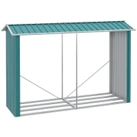Legnaia con Struttura in Acciaio Galvanizzato e Base rialzata, 240x 86x160cm, Verde