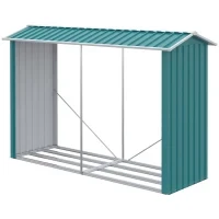 Legnaia con Struttura in Acciaio Galvanizzato e Base rialzata, 240x 86x160cm, Verde - Image 10